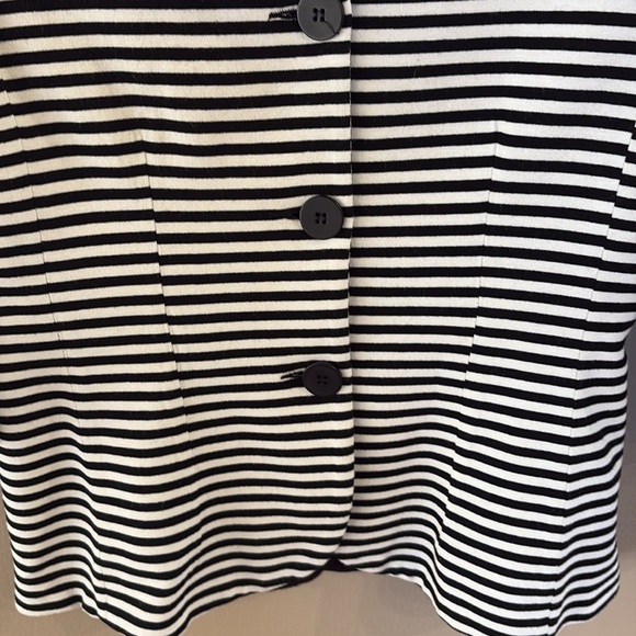 Bailey 44 Black and White Striped stretch knit Blazer 3/4 Sleeves with tie NWOT - Picture 4 of 10